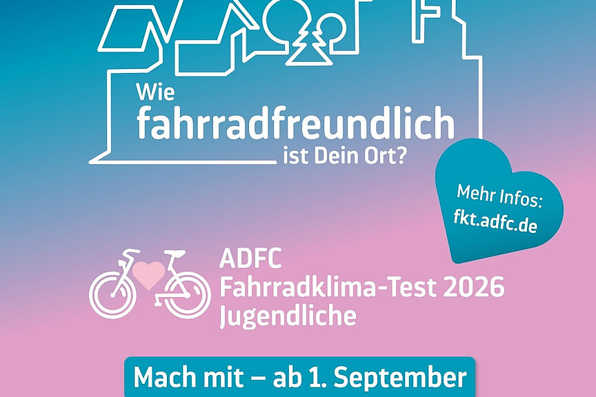 ADFC-Fahrradklima-Test 2026: Save the Date FKT + FKT Jugendliche - Save the Date: Key Visual JFKT26 1080x1080px